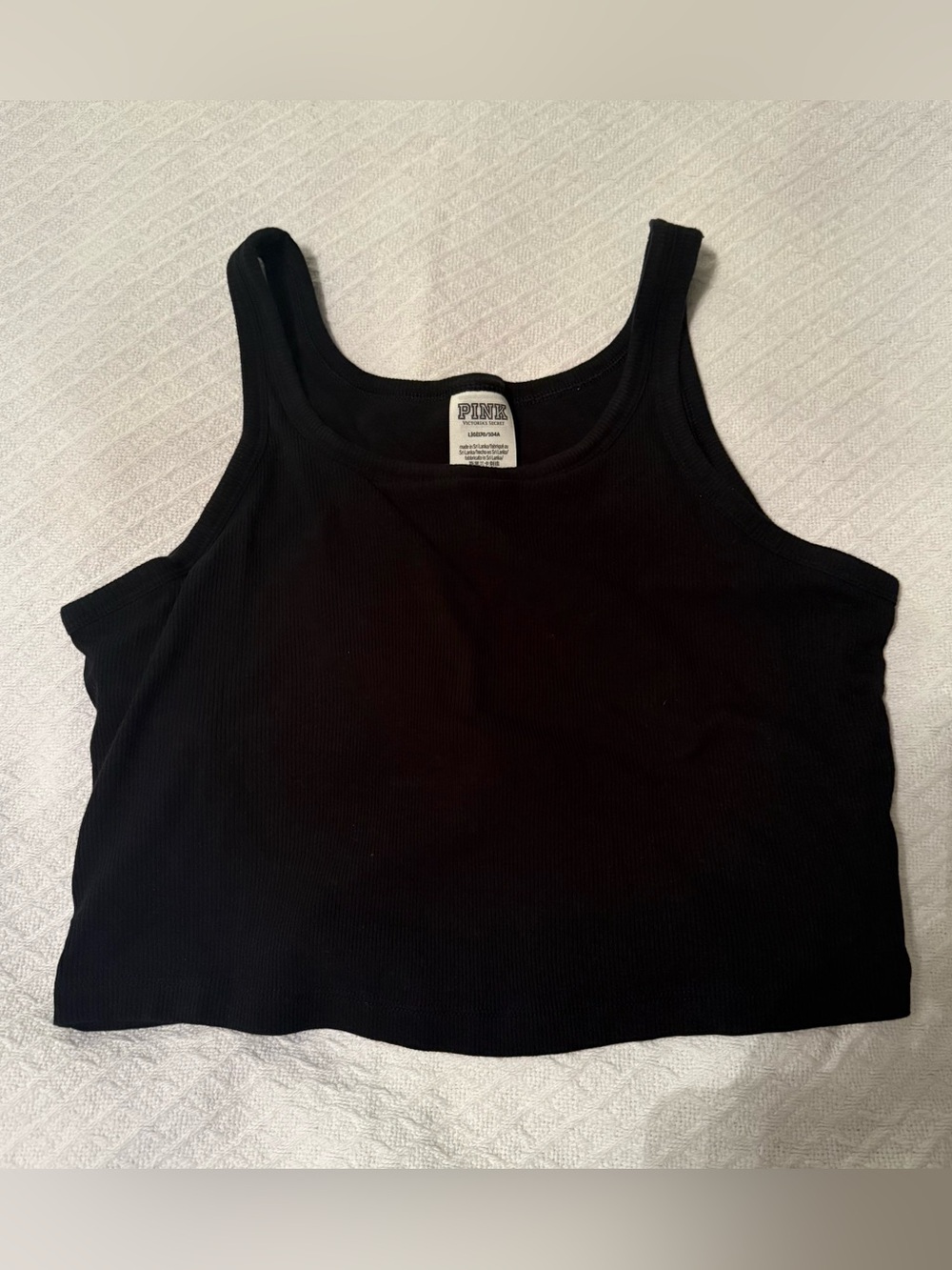 PINK Victoria's Secret Black Ribbed Crop Tank
